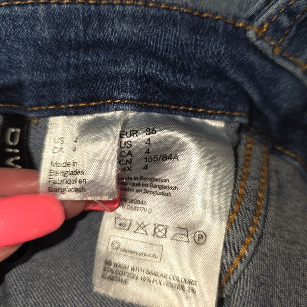 Divided H&M Jumper Dress Women 4 Blue Jean Button Front Mini - Picture 6 of 7